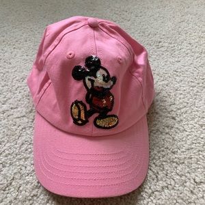 Disney Pink Mickey Mouse Sequin Baseball Hat